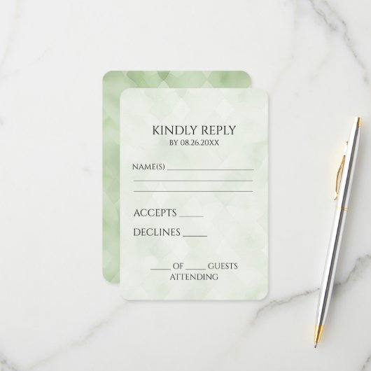 独自の緑の背景かわいらしテクスチャを作成する 出欠カード (正面/裏面インサイチュ)