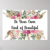 独自の美しい引用文ピンクフローラ ポスター (正面)