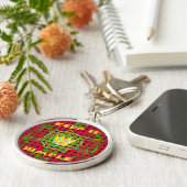 独自の美しい色のフローラ保を作成シンプルする キーホルダー (側面)