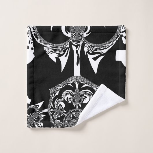 独自の美しい黒と白のエッジを作成 バスタオルセット (ウォッシュタオル)