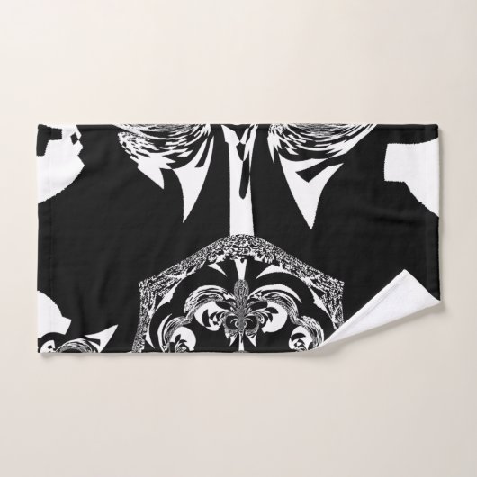 独自の美しい黒と白のエッジを作成 バスタオルセット (ハンドタオル)