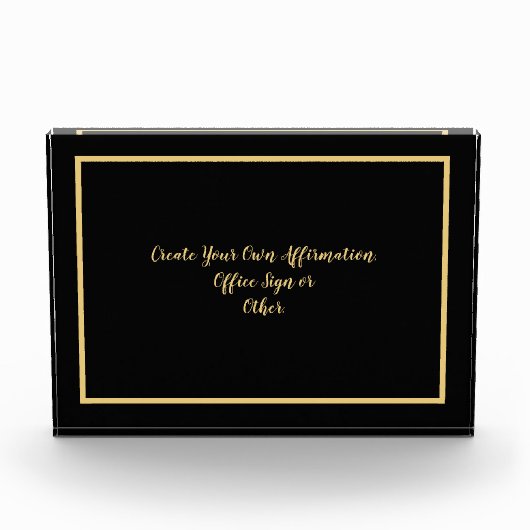 独自の肯定または文字ブラックと金ゴールドの作成 フォトブロック (正面)