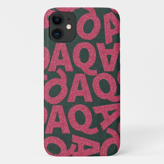 独自の背景を追加する緑とピンクのグリッター Case-Mate iPhoneケース (裏面)
