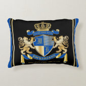 独自の腕のコートを作る青い金ゴールドの紋章 アクセントクッション (正面)