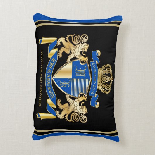 独自の腕のコートを作る青い金ゴールドの紋章 アクセントクッション (裏面(縦))