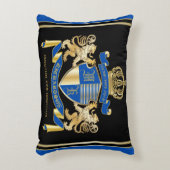 独自の腕のコートを作る青い金ゴールドの紋章 アクセントクッション (正面(垂直))