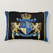 独自の腕のコートを作る青い金ゴールドの紋章 アクセントクッション (裏面)