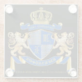 独自の腕のコートを作る青い金ゴールドの紋章 ガラスコースター (裏面)