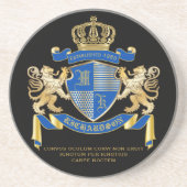 独自の腕のコートを作る青い金ゴールドの紋章 コースター (正面)