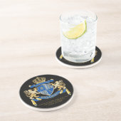 独自の腕のコートを作る青い金ゴールドの紋章 コースター (側面)