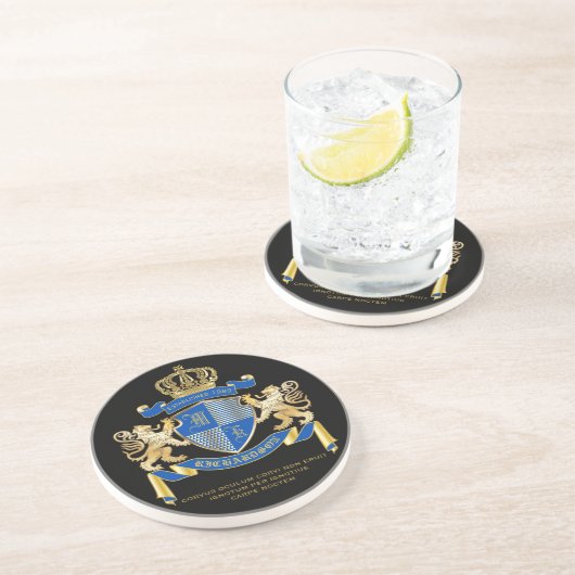 独自の腕のコートを作る青い金ゴールドの紋章 コースター (側面)