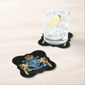 独自の腕のコートを作る青い金ゴールドの紋章 ペーパーコースター (インサイチュ)