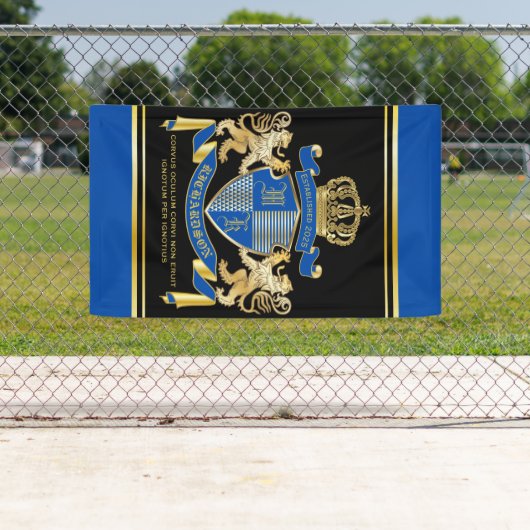 独自の腕のコートを作る青い金ゴールドの紋章 横断幕 (インサイチュ)