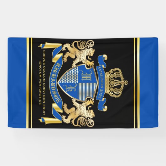 独自の腕のコートを作る青い金ゴールドの紋章 横断幕 (横)
