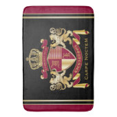 独自の腕のコートを作成赤い金ゴールドの紋章 バスマット (正面縦)