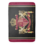 独自の腕のコートを作成赤い金ゴールドの紋章 バスマット (正面縦)