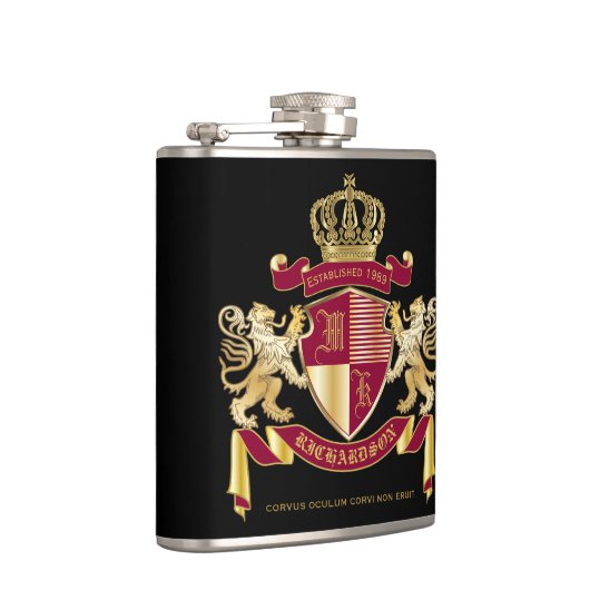 独自の腕のコートを作成赤い金ゴールドの紋章 フラスク (右)