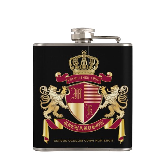 独自の腕のコートを作成赤い金ゴールドの紋章 フラスク (裏面)