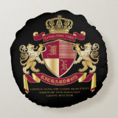 独自の腕のコートを作成赤い金ゴールドの紋章 ラウンドクッション (裏面)
