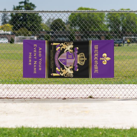 独自の腕のコートパープル金ゴールド紋章 横断幕 (インサイチュ)