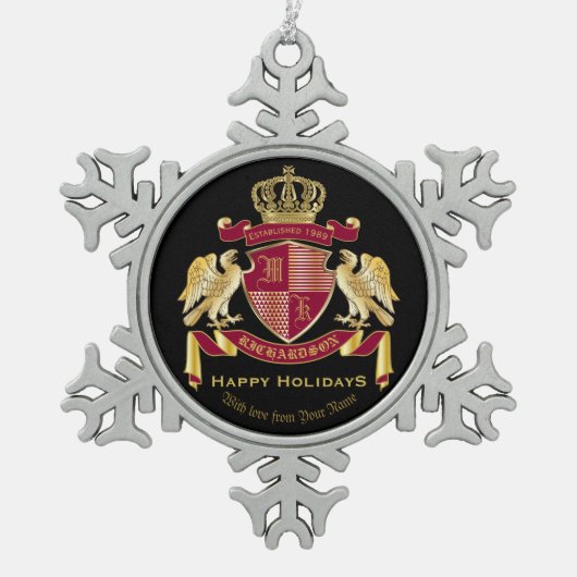 独自の腕章を作成赤い金ゴールドの紋章 スノーフレークピューターオーナメント (正面)