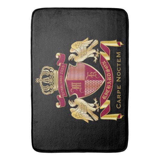 独自の腕章を作成赤い金ゴールドの紋章 バスマット (正面縦)