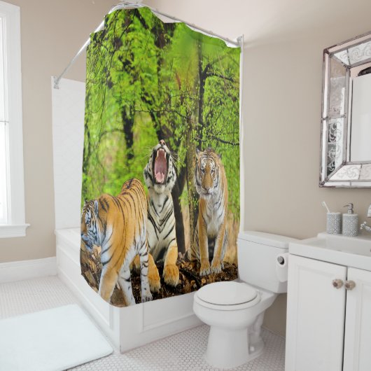 独自の自然と虎の愛好家の森を作成 シャワーカーテン (インサイチュ)