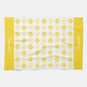 独自の色を選択 – おもしろいレトロ花パターン キッチンタオル (横)