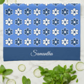 独自の色を選択 – おもしろいレトロ花パターン キッチンタオル (折り畳み)