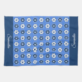 独自の色を選択 – おもしろいレトロ花パターン キッチンタオル (横)