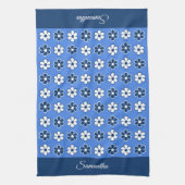 独自の色を選択 – おもしろいレトロ花パターン キッチンタオル (縦)