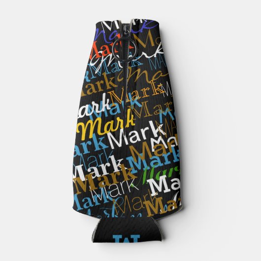 独自の色パーソナライズされた名を作成 ボトルクーラー (裏面)