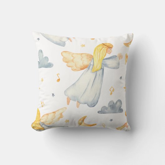 独自の色選択の天使を作成す飛んでいるる クッション (正面)