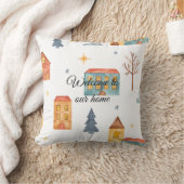 独自の色選択クリスマスビレッジを作成 クッション (ブランケット)