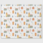 独自の色選択クリスマスビレッジを作成 ラッピングペーパー (フラット)
