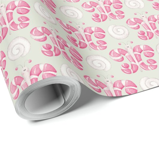 独自の色選択ペパーミントバタフライを作成 ラッピングペーパー (ロールコーナー)