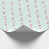 独自の色選択ペパーミントフラミンゴを作成 ラッピングペーパー (角)