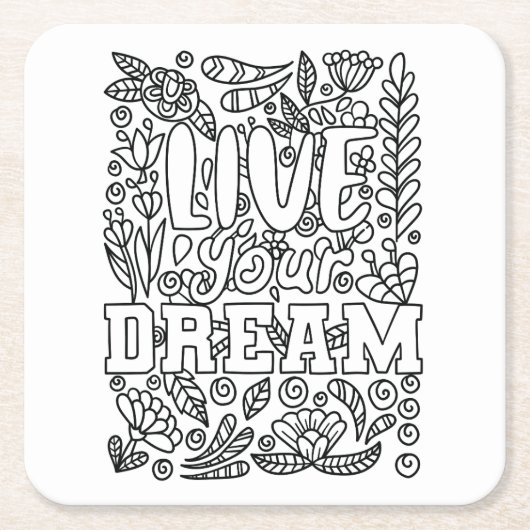 独自の色 スクエアペーパーコースター (正面)