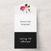 独自の花の女の子提案マットブラックを作成 オールインワン招待状 (内側)