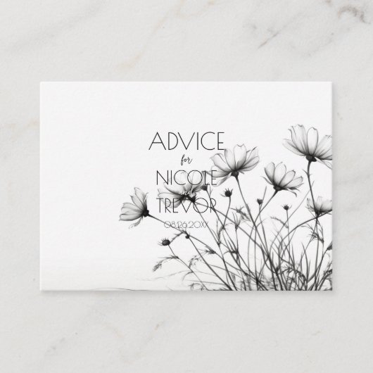 独自の花を作かわいらし成 – B&W アドバイスカード (正面)
