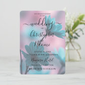 独自の花を作成するティール（緑がかった色） 招待状 (スタンド正面)