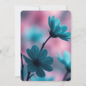 独自の花を作成するティール（緑がかった色） 招待状 (裏面)