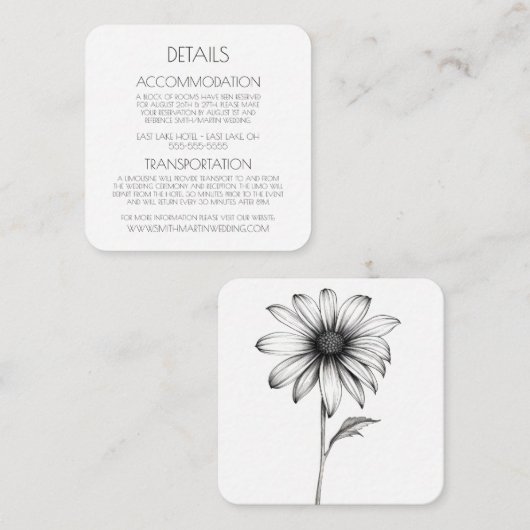 独自の花を作成シンプル- Black & White Flower エンクロージャーカード (正面/裏面)