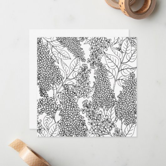 独自の花を薄紫 ノートカード (正面/裏面インサイチュ)