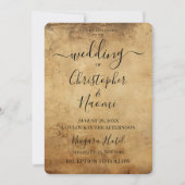 独自の茶色のセピアヴィンテージ素朴紙 招待状 (正面)