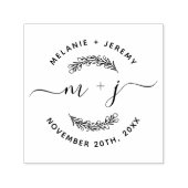 独自の葉イニシャルスクリプトの結婚作成 セルフインキングスタンプ (デザイン)