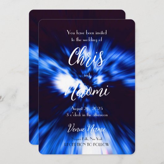 独自の藍色の光線を作成する 招待状 (正面/裏面)