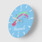 独自の虹とハート ラウンド壁時計 (傾斜)