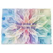 独自の虹のクリスマススノーフレークを作成 ラージペーパーバッグ (正面)