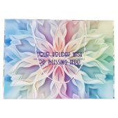 独自の虹のクリスマススノーフレークを作成 ラージペーパーバッグ (裏面)